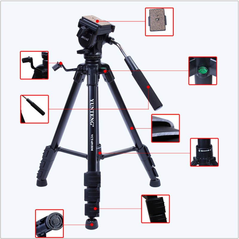 Yunteng VCT-691 Aluminum tripod Professional Pan head for canon 700D 650D 600D SLR Camera include Bag Photography Kit