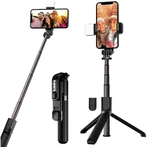 Q07 bluetooth selfie stick with light,stand,tripod