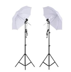 Photo Studio Lighting Kit Set 2Pcs 2 Meters 6.6Ft Light Stand + 2Pcs 33 Inch White Soft Light Umbrella + 2Pcs 45W Light Bulb +2Pcs Swivel Light Socket