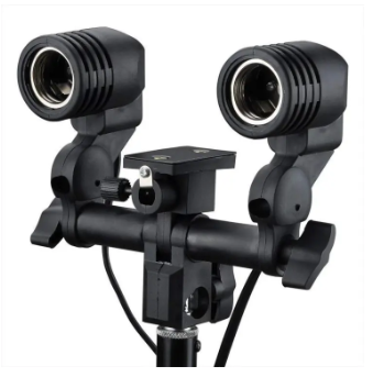 ফটোগ্রাফি, ফিল্ম এবং ভিডিও স্টুডিওর জন্য লাইট স্ট্যান্ড সুইভেল মাউন্ট এবং ছাতা হোল্ডার সহ e27 ডাবল লাইট সকেট