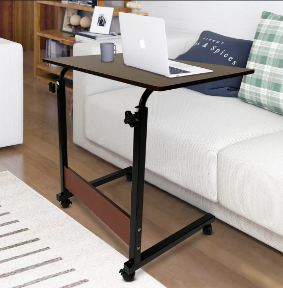 Mobile Lap Table Computer Desk Stand Desk Height Adjustable Table Side Table For Bed Sofa Hospital Nursing Reading Eating overbed table (Color : Black) (Pink) - Image 2