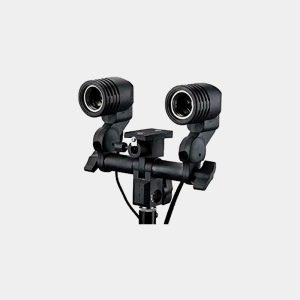 E27 Double Light Socket with Light Stand Swivel Mount & Umbrella Holder for Photography, Film, & Video Studio