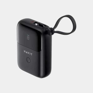 Havit PB5215 10000mAh Black Power Bank with LED Display, USB-C & Lightning Cable